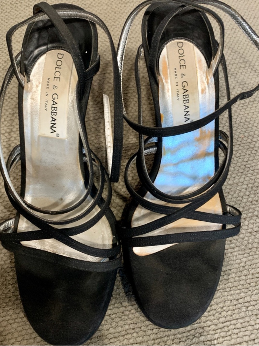 Dolce & Gabbana Black Strappy Suede Women’s Heeled Sandals